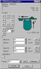Ｘ－Ｙスキャナー制御ウィンドウ