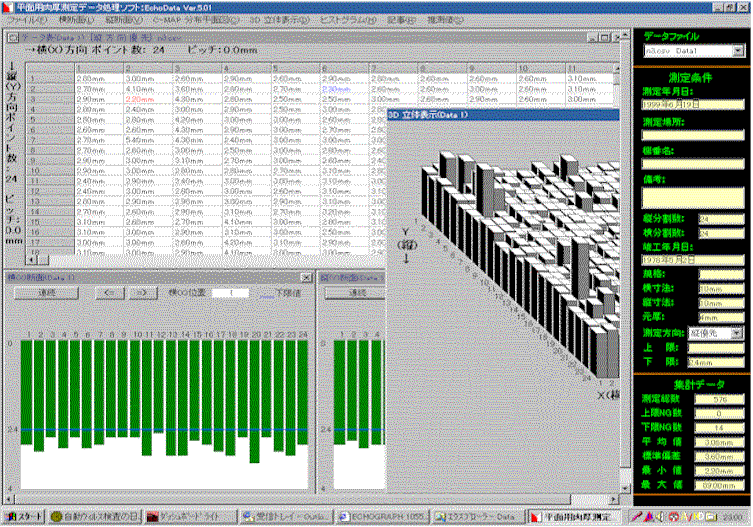 超音波厚さ計１０７４専用の平板データ処理ソフト